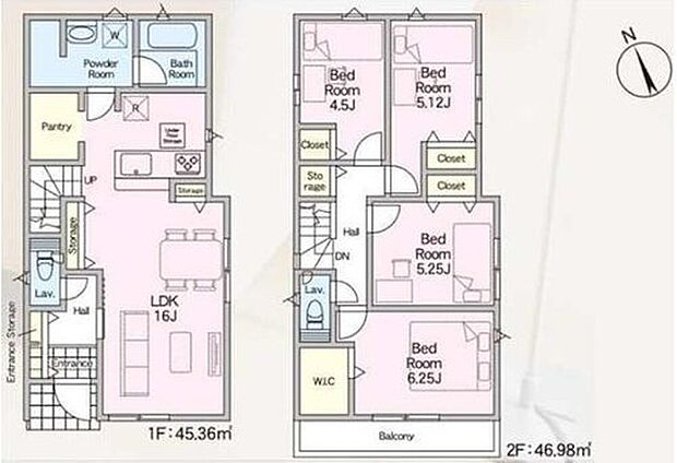 【4LDK】家事のしやすい水廻り集中設計、お掃除ラクラク全居室フローリングプラン♪
キッチン横には便利なパントリー、主寝室には収納力のあるWIC付き!