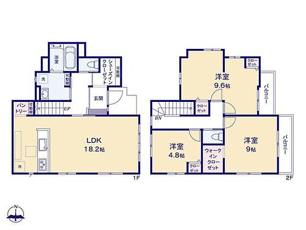 【3LDK】オプションで4LDKに間仕切対応可能なプラン♪
WIC・SIC・パントリー等、収納が充実しています！