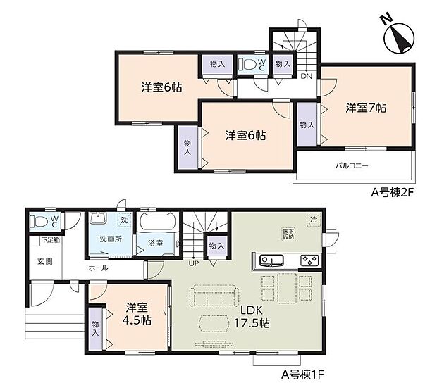 【4LDK】家族のコミュニケーションがとりやすい、リビングイン階段！
掃除ラクラク全居室フローリングプラン♪