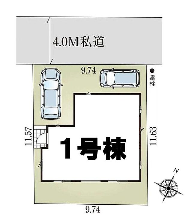 【全体区画図】駐車2台可能(車種による)!急な来客時や、ご家族の自転車スペースとしても大活躍♪