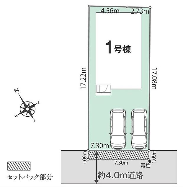 【全体区画図】駐車2台可能(車種による)!急な来客時や、ご家族の自転車スペースとしても大活躍♪