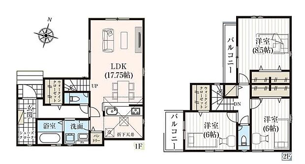 (1号棟)、価格2998万円、3LDK、土地面積110m2、建物面積99.36m2