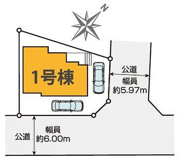 南角地☆カースペースは2台分ご用意。空いたスペースは駐輪場としてもお使いいただけます◎