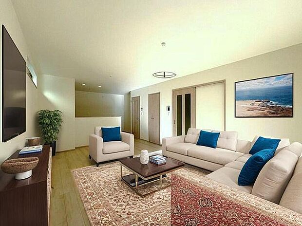 ◆人気の対面式キッチン。お食事の準備をしながらでもご家族とのコミュニケーションを楽しめます♪ぜひご見学の際にはキッチンに立ち、生活をイメージしてください。※家具家電はCGです