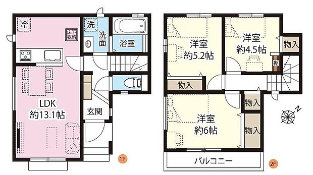 (A号棟)、価格2590万円、3LDK、土地面積86.22m2、建物面積69.97m2