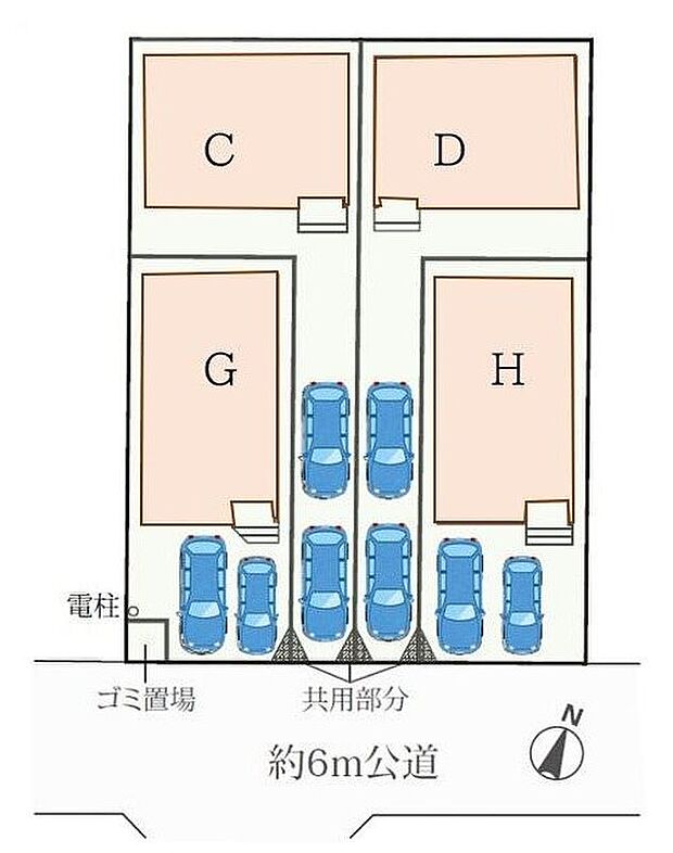 閑静な住宅地☆カースペースは2台分ご用意。空いたスペースは駐輪場としてもお使いいただけます◎

