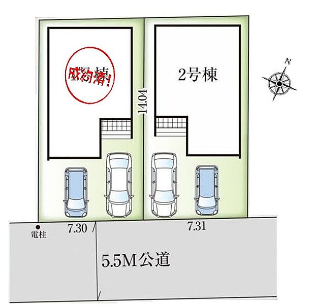 閑静な住宅地☆カースペースは2台分ご用意。空いたスペースは駐輪場としてもお使いいただけます◎