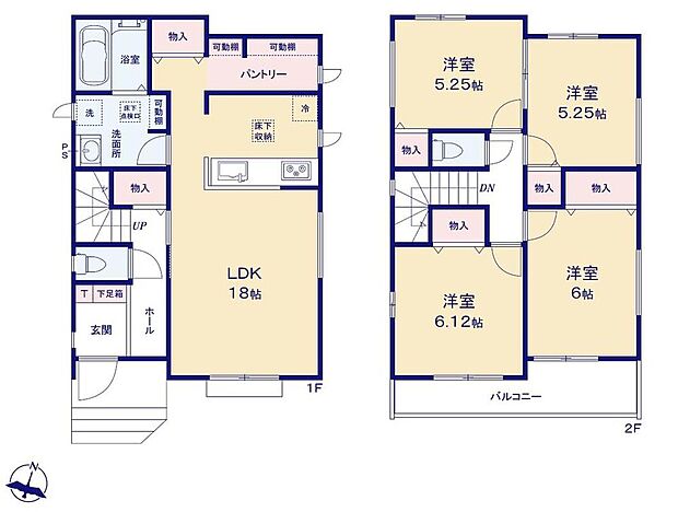 (A号棟)、価格3990万円、4LDK、土地面積105.98m2、建物面積97.5m2