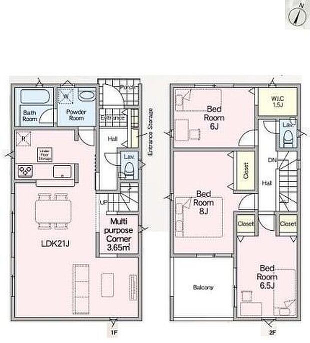 (1号棟)3LDK、土地面積130.14m2、建物面積98.01m2