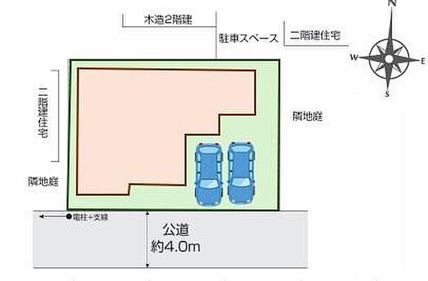 【全体区画図】閑静な住宅地☆カースペースは2台分ご用意。空いたスペースは駐輪場としてもお使いいただけます◎