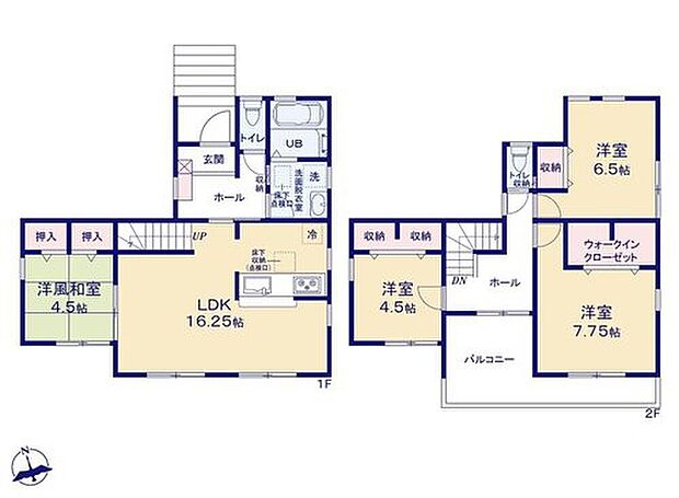 【4LDK】●リビング階段ですので自然と家族の集まる憩いの空間
●隣り合う和室を開放すれば、広々とした空間になるリビングダイニング
●増えがちな衣類やバッグなどを効率よく収納できるWIC！