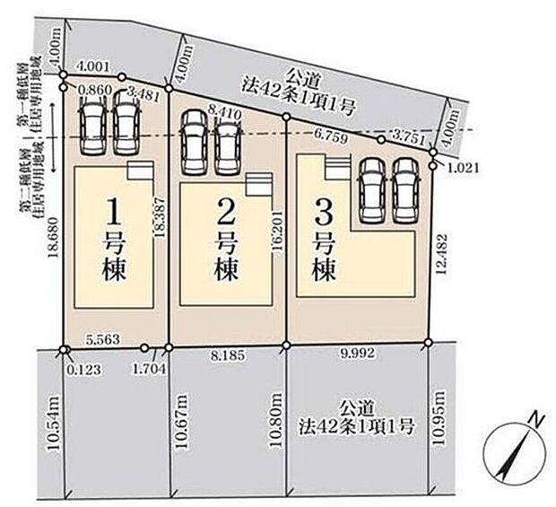 【区画図】閑静な住宅地☆カースペースは2台分ご用意。空いたスペースは駐輪場としてもお使いいただけます◎