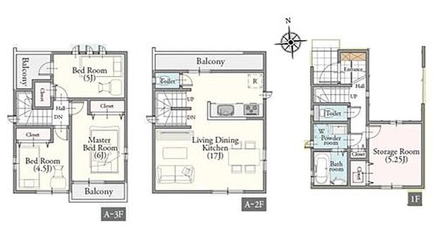 【3LDK+S】●家族とのつながりを意識した見通しのいいリビング♪
●2階リビングは眺望・採光と風通し、外からの視線が気にならない等、多くの利点
●お部屋としても利用できるストレージルーム