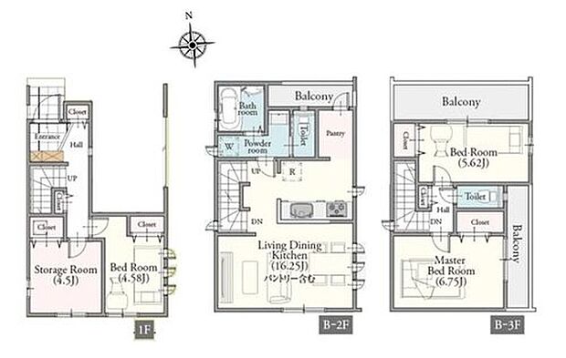 【3LDK+S】●常備食のストックや家電の収納に役立つパントリー付
●効率的でストレスのない家事動線。水回りが集中しており、移動がスムーズです♪
●お部屋としても利用できるストレージルーム