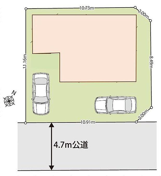 【全体区画図】閑静な住宅地☆カースペースは2台分ご用意。空いたスペースは駐輪場としてもお使いいただけます◎