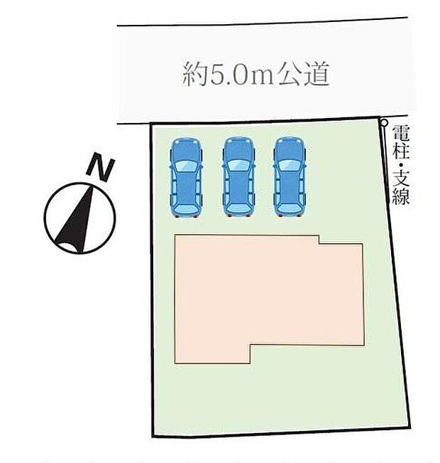 【全体区画図】閑静な住宅地☆カースペースは3台分ご用意。空いたスペースは駐輪場としてもお使いいただけます◎