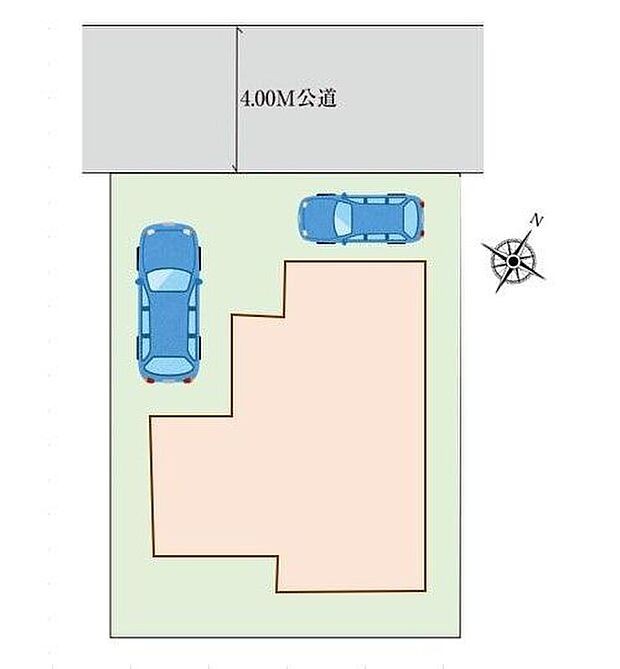 【区画図】閑静な住宅地☆カースペースは2台分ご用意。空いたスペースは駐輪場としてもお使いいただけます◎