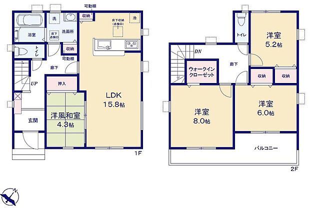 【4LDK】●あると落ち着く『和室』付♪家事の休憩スペースやお子様のお昼寝スペースとしても活躍します♪
●主寝室にはウォークインクローゼットを完備！増えがちな衣類やバッグなどを効率よく収納できます！