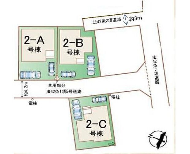 【全体区画図】☆全15棟計画予定地！第2期3棟販売☆
閑静な住宅地です。カースペースは車種により2台分ご用意♪空いたスペースは駐輪場としてもお使いいただけます◎