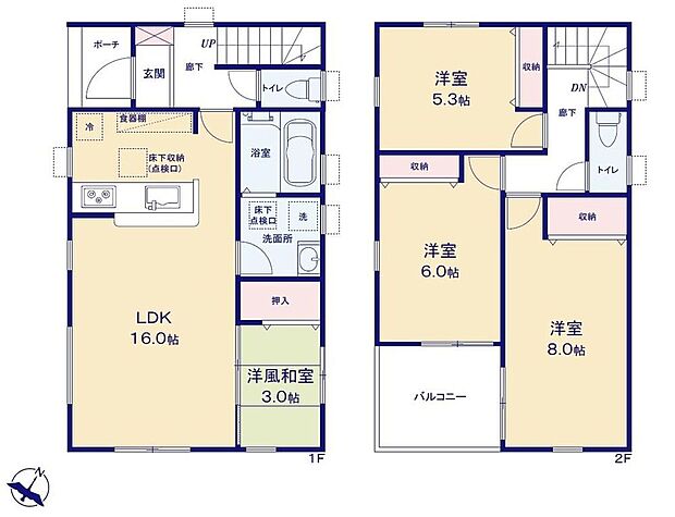 【4LDK】●あると落ち着く『和室』付♪家事の休憩スペースやお子様のお昼寝スペースとしても活躍します♪
●効率的でストレスのない家事動線。水回りが集中しており、移動がスムーズです♪
