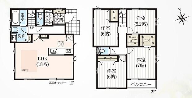 【4LDK】●SIC付きで玄関すっきり♪●1階は家族が集まる団欒スペース、2階はそれぞれ自分時間を過ごせるスペース♪●常備食のストックや家電の収納に役立つパントリー付