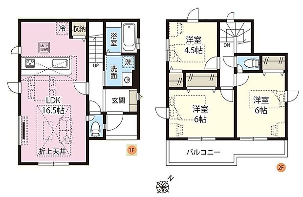 【3LDK】●玄関近くに洗面スペースを設けた新生活仕様にフィットできる住まい●1階は家族が集まる団欒スペース、2階はそれぞれ自分時間を過ごせるスペース♪●家族とのつながりを意識した見通しのいいリビング♪