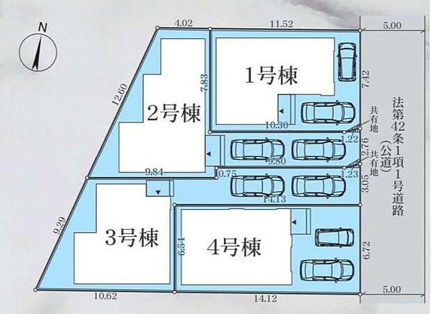 【全体区画図】閑静な住宅地☆カースペースは2台分ご用意。空いたスペースは駐輪場としてもお使いいただけます◎