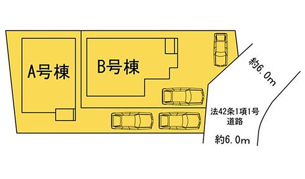 全２棟　新築分譲住宅です☆
東 ６m 公道に面しますので、開放感に溢れ陽当り・通風良好です♪
