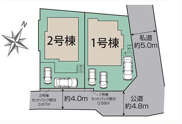 全2棟 新築分譲住宅です☆
南4.8m公道、東5m私道に面します♪穏やかな雰囲気漂う街並みです!