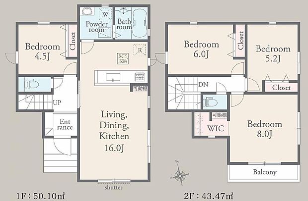 (1号棟)、価格4880万円、4LDK、土地面積126.8m2、建物面積93.57m2