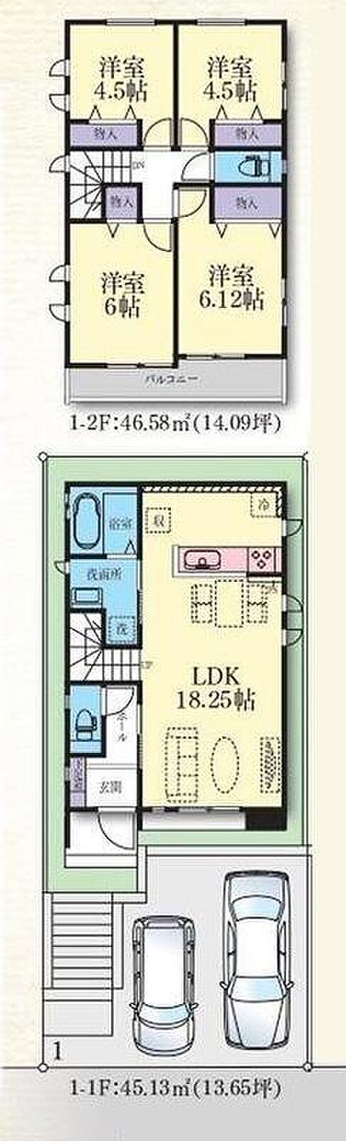 (1号棟)、価格7490万円、4LDK、土地面積102.98m2、建物面積91.71m2