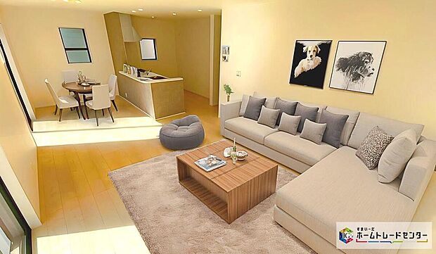 ☆　リビング　☆
現況の物件写真に、CG による画像処理を行っています。家具、家電、照明器具、小物、カーテン、その他のイメージはCG です。