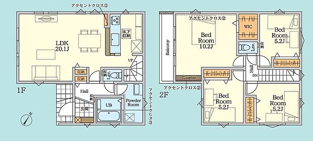 (1号棟)、価格5799万円、4LDK、土地面積100.92m2、建物面積104.33m2
