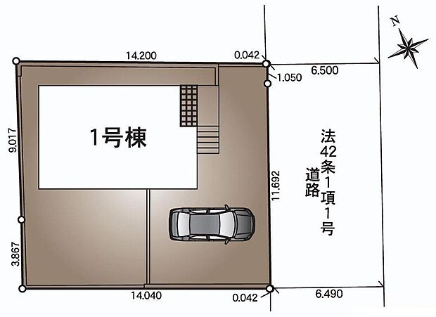 限定１棟　新築分譲住宅☆
前面道路は開放感溢れる６．５ｍ幅、お車の入出庫もスムーズです♪