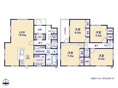 玄関シューズインクローゼット＆パントリー有☆
LDKは広々１８帖、人気の対面式キッチン採用♪
水回りを集約した機能的な家事動線☆
全居室に収納完備しております！ 