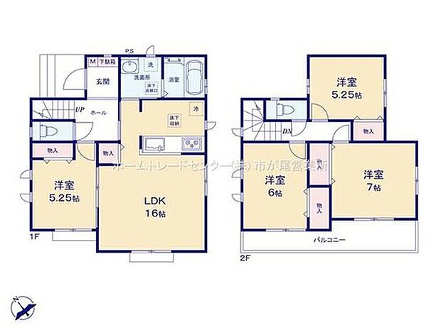 【4LDK】LDKはゆとりの１６帖、人気の対面式キッチン採用！
水回りを集約させた、効率的な家事動線☆
全居室２面採光＆収納完備！
２部屋より出入り可能、ワイドバルコニー♪