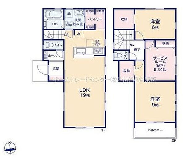 【2LDK+S】LDKは広々１９帖、人気の対面式キッチン＆リビングイン階段採用！
憧れのパントリー付き！
水回りを集約、機能的な家事動線♪
主寝室は９帖☆
全居室に収納完備！
南向きバルコニー♪