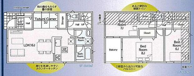 【3LDK+S】LDKはゆとりの16帖!人気の対面式キッチン採用☆
リビング隣に畳コーナーを配置!
水回りを集約、機能的な家事動線♪
全居室6帖以上&収納完備!
2部屋より出入り可能、ワイドバルコニー!