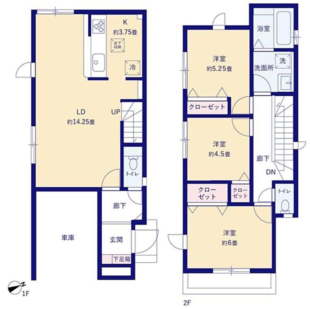 【3LDK】LDKは広々１８帖、人気の対面式キッチン＆リビングイン階段 採用☆２階浴室ですのでお洗濯→物干し→衣類の収納→と家事動線がスムーズ！全居室に収納完備しております♪