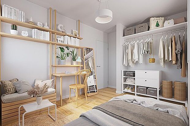 洋室（イメージ画像）居室にも収納スペースがあるのでお洋服もすっきり。※イメージの為実際と異なる場合があります。内容は号棟により異なります。