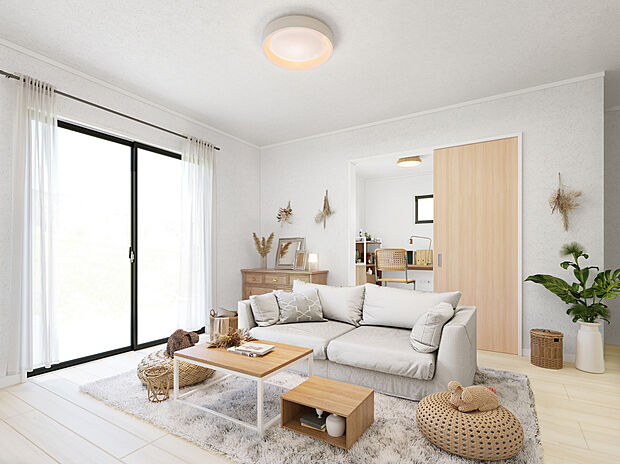 LDK（イメージ画像）2階に設けてプライバシー面でも安心です♪リビング続きに家事室もあり便利です。※イメージの為実際と異なる場合があります。