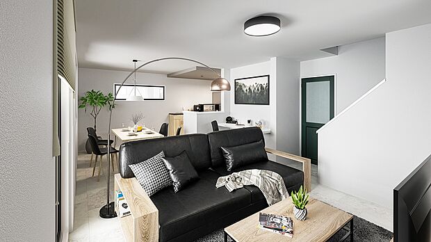 【LDK（イメージ画像）】約18帖以上の広々リビング。リビング内にカウンターを設け家族が一緒に居ながら好きな場所にいられるリビングです。※イメージの為実際と異なる場合があります。