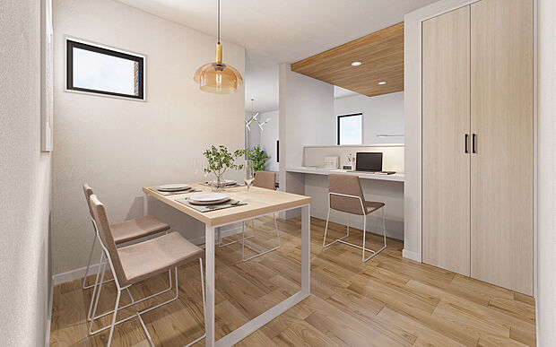 【カウンター（イメージ画像）】キッチン前にカウンターを設け家族の勉強や趣味・仕事のスペースに便利です。会話をしながらお料理ができます♪※イメージのため実際と異なる場合があります。