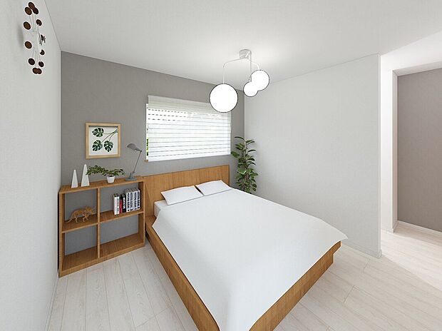 【【イメージパース】】主寝室はベッドを置いてもゆったりお過ごし頂けます!大きな窓から差し込む日差しがお部屋全体を明るく照らします。