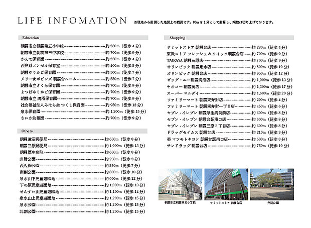 【LIFE INFORMATION】
小・中学校やスーパーが徒歩圏内に揃い、毎日の通学やお買い物に便利な暮らしやすい住環境です。