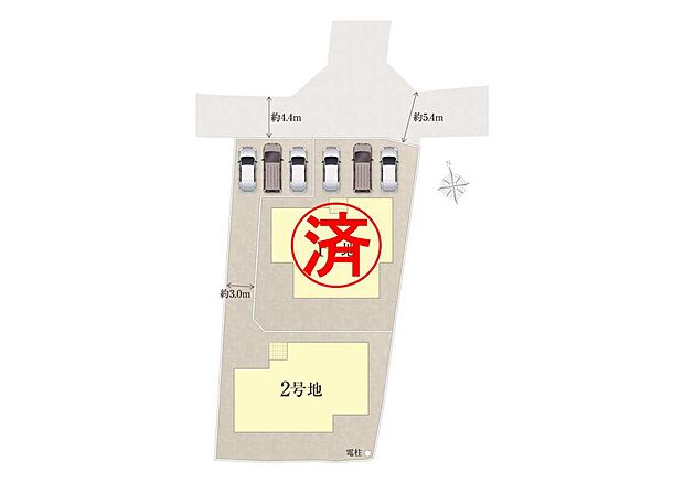 81坪以上のゆとりある敷地面積だからこそ叶う、平屋建の開放感あふれるプラン!駐車スペースを3台分確保しましたので、来客時にも安心です♪前面道路は4.0m以上ありますので、陽当りや風通しも良好です。
