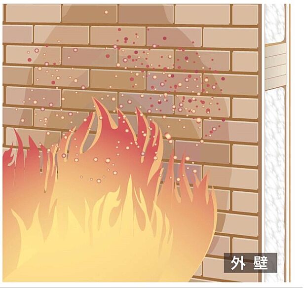 【省令準耐火構造】火に強い不燃材料に認定された外壁材を採用。万一、隣の家で火災が発生した際でも、もらい火や火の粉の影響を受けにくくします。