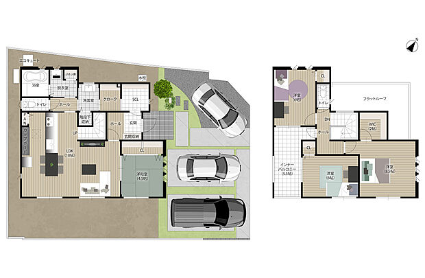 【4LDK】【1号地/インナーバルコニーのある家】インナーバルコニーは天候の影響を受けにくく開放的。食事や読書などプライベート空間としても利用できます。