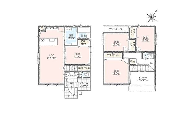 【4LDK】LDKとつながる洋室は6帖と広々
キッズスペース・ランドリールーム・収納スペースと複数の用途が考えられる住む人を選ばない間取です