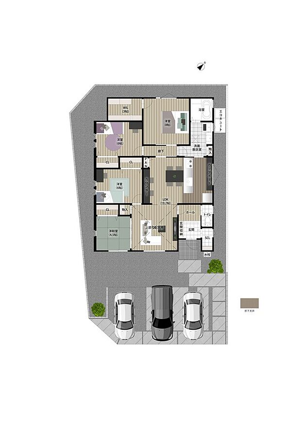 【4LDK平屋】勾配天井のある家